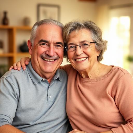 Mature couple smiling together at home